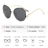 RUOBO moda kobiety gradientowe okulary przeciwsłoneczne bez obramowania Unisex Ocean Water Cut obiektyw metalowe zakrzywione świątynie okulary UV400 okulary 5